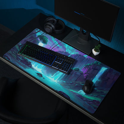 Neon Vaporwave Cascade Mouse Pad - Mouse Pad Neon Blue For Gaming Vaporwave Mood Retro Futuristic Synthwave Desk Pad
