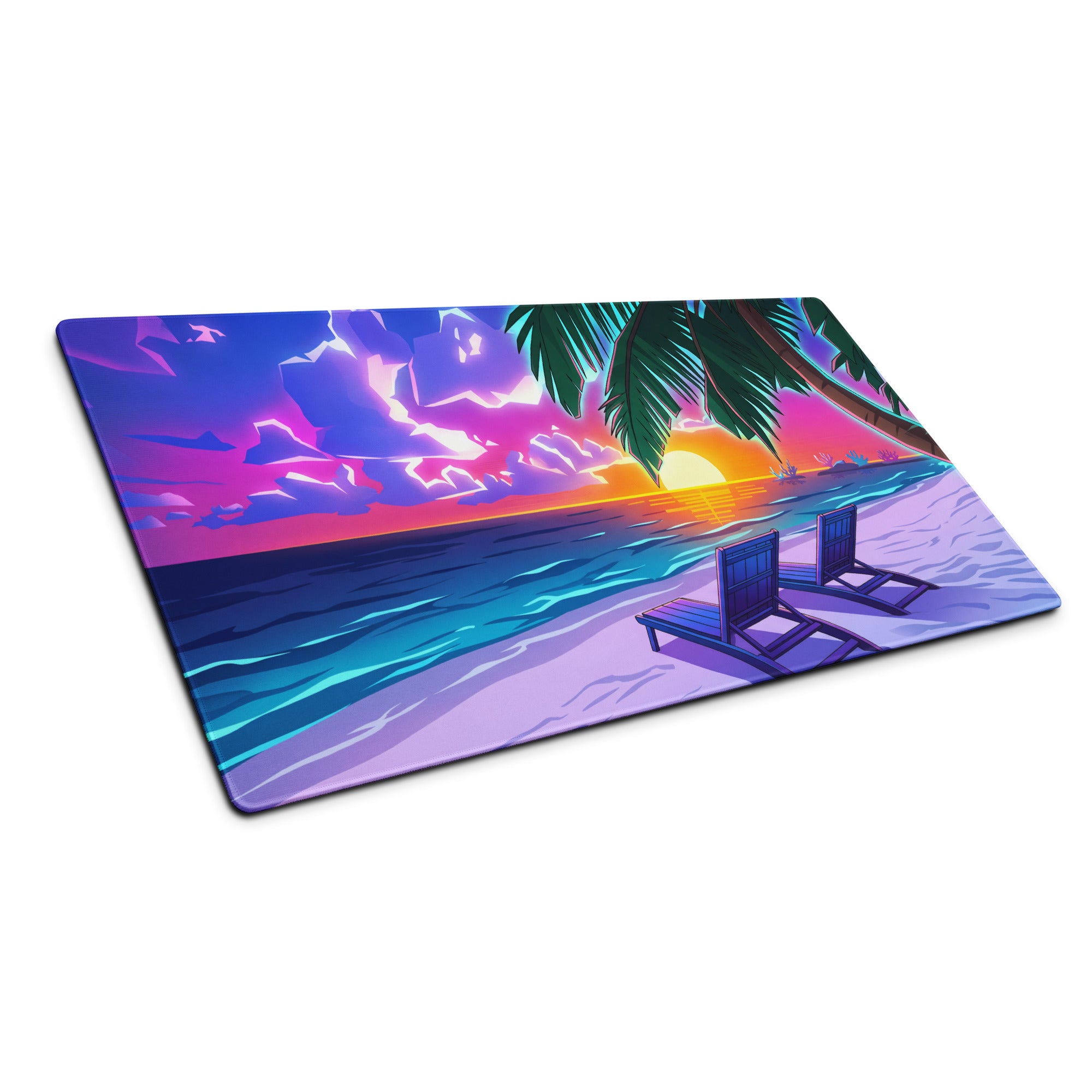 Vaporwave Palm Sunset Mouse Pad - Mouse Pad Neon Pink Purple Blue Desk Gaming Vaporwave Mood Nostalgic Retro Decor Neon