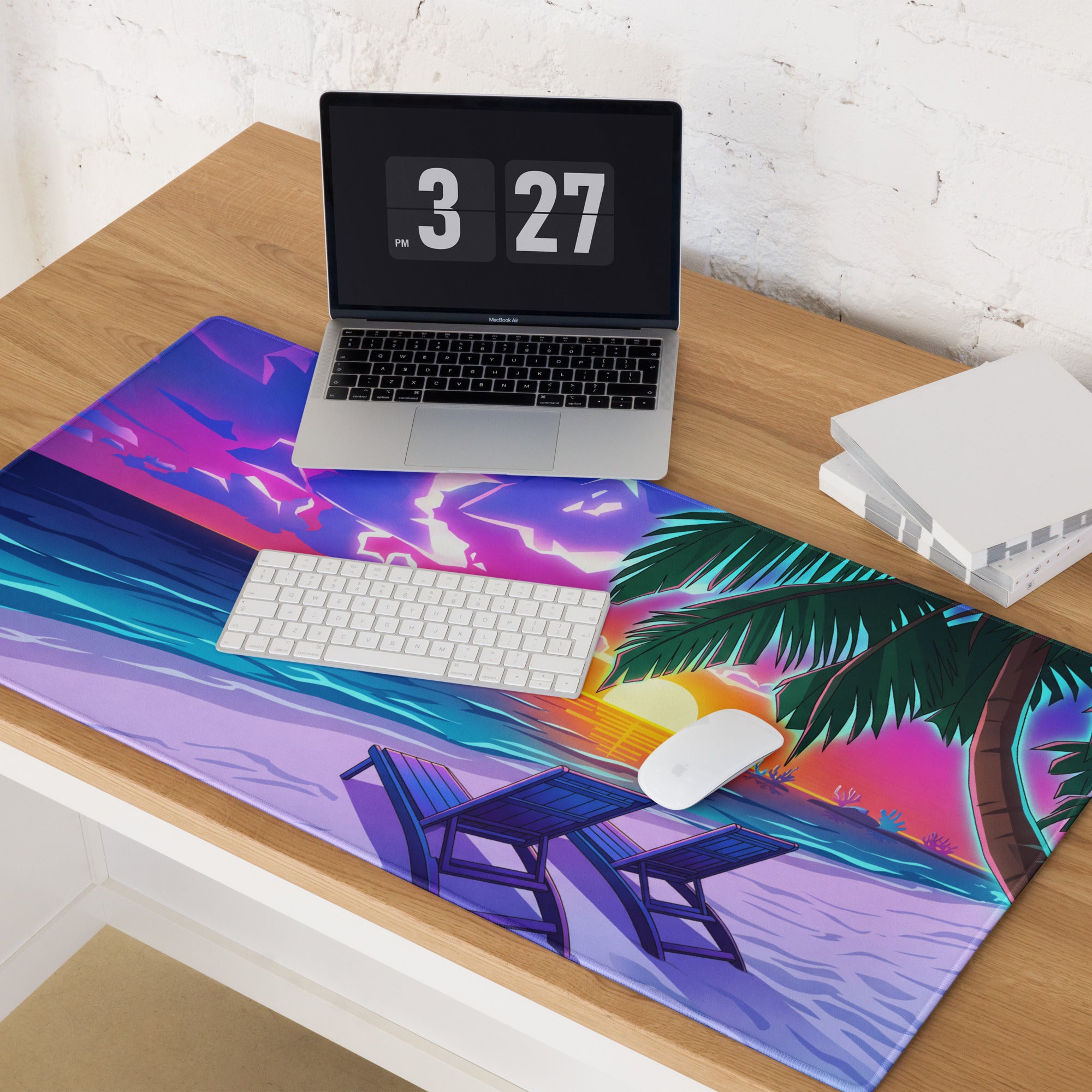 Vaporwave Palm Sunset Mouse Pad - Mouse Pad Neon Pink Purple Blue Desk Gaming Vaporwave Mood Nostalgic Retro Decor Neon