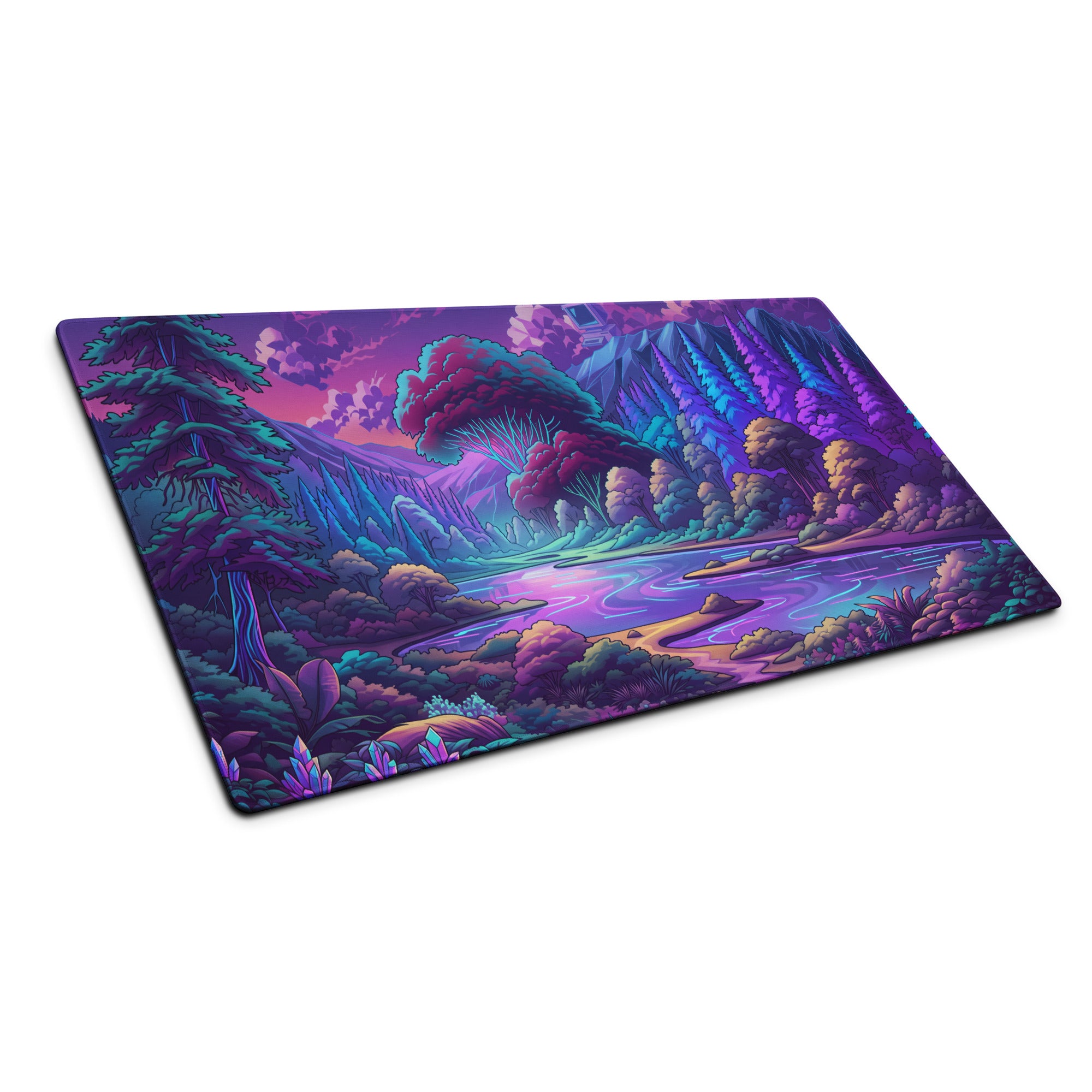 Neon Vaporwave Landscape Mouse Pad - Mouse Pad Purple Pink Teal Vaporwave Retro Mood Neon Decor For Gamers Digital Art