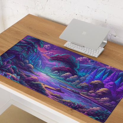 Neon Vaporwave Landscape Mouse Pad - Mouse Pad Purple Pink Teal Vaporwave Retro Mood Neon Decor For Gamers Digital Art