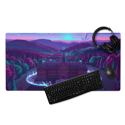 Vaporwave Neon Castle Mouse Pad - Mouse Pad Purple Pink Blue for Gaming Desk Vaporwave Aesthetic Dreamy Neon Mood