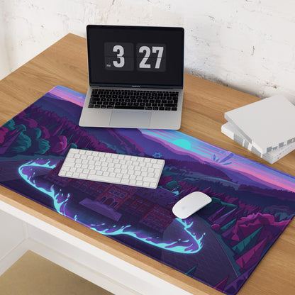 Vaporwave Neon Castle Mouse Pad - Mouse Pad Purple Pink Blue for Gaming Desk Vaporwave Aesthetic Dreamy Neon Mood