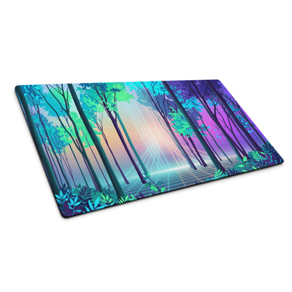 Vaporwave Forest Mouse Pad - Vaporwave Forest Mouse Pad Blue Purple Gradient Desk Retro Dreamy Mood Neon Digital Art