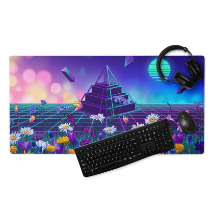 Vaporwave Prism Garden Mouse Pad - Mouse Pad Neon Purple Pink Night Desk Dreamy Surreal Synthwave Office Decor Digital Art