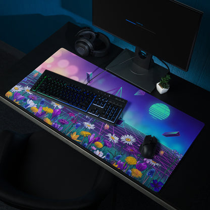 Vaporwave Prism Garden Mouse Pad - Mouse Pad Neon Purple Pink Night Desk Dreamy Surreal Synthwave Office Decor Digital Art