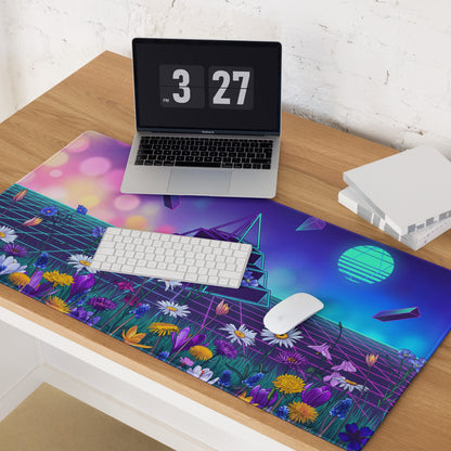 Vaporwave Prism Garden Mouse Pad - Mouse Pad Neon Purple Pink Night Desk Dreamy Surreal Synthwave Office Decor Digital Art