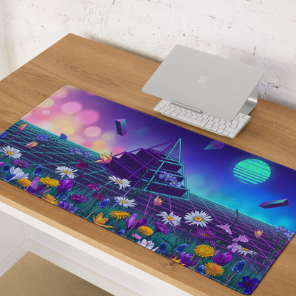 Vaporwave Prism Garden Mouse Pad - Mouse Pad Neon Purple Pink Night Desk Dreamy Surreal Synthwave Office Decor Digital Art