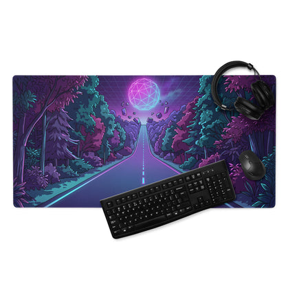 Vaporwave Forest Neon Mouse Pad - Mouse Pad Gaming Neon Purple Pink Cyan Vaporwave Mood Dreamy Decor Niche Artwork