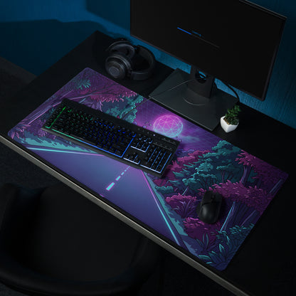 Vaporwave Forest Neon Mouse Pad - Mouse Pad Gaming Neon Purple Pink Cyan Vaporwave Mood Dreamy Decor Niche Artwork