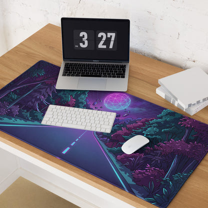 Vaporwave Forest Neon Mouse Pad - Mouse Pad Gaming Neon Purple Pink Cyan Vaporwave Mood Dreamy Decor Niche Artwork