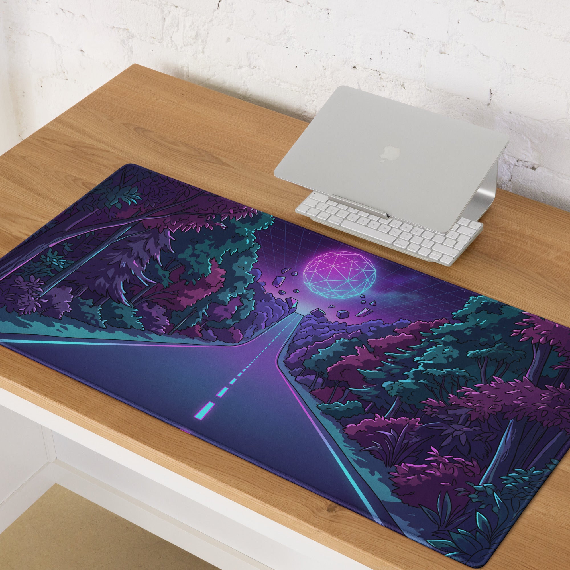 Vaporwave Forest Neon Mouse Pad - Mouse Pad Gaming Neon Purple Pink Cyan Vaporwave Mood Dreamy Decor Niche Artwork