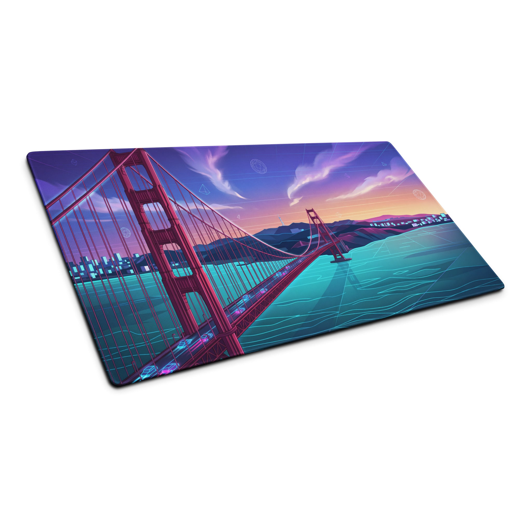 Vaporwave Cityscape Gaming Mouse Pad - Gaming Mouse Pad Purple Pink Blue Gradient Desk Vaporwave Dreamy Mood Neon Print