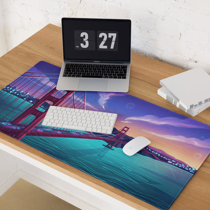 Vaporwave Cityscape Gaming Mouse Pad - Gaming Mouse Pad Purple Pink Blue Gradient Desk Vaporwave Dreamy Mood Neon Print