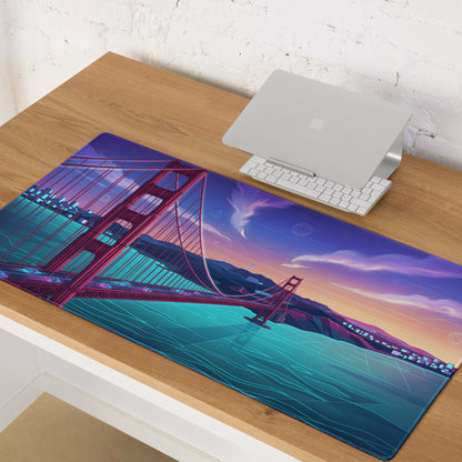 Vaporwave Cityscape Gaming Mouse Pad - Gaming Mouse Pad Purple Pink Blue Gradient Desk Vaporwave Dreamy Mood Neon Print