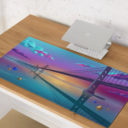 Vaporwave Neon Bridge Mouse Pad - Mouse Pad Gaming Neon Pink Blue Gradient Desk Decor Vaporwave Style Dreamy Mood