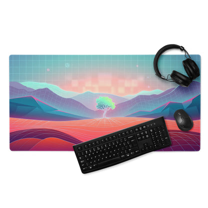 Vaporwave Neon Landscape Pad - Mouse Pad Neon Pink For Gaming Vaporwave Dreamy Mood Neon Decor Synthwave Digital Art