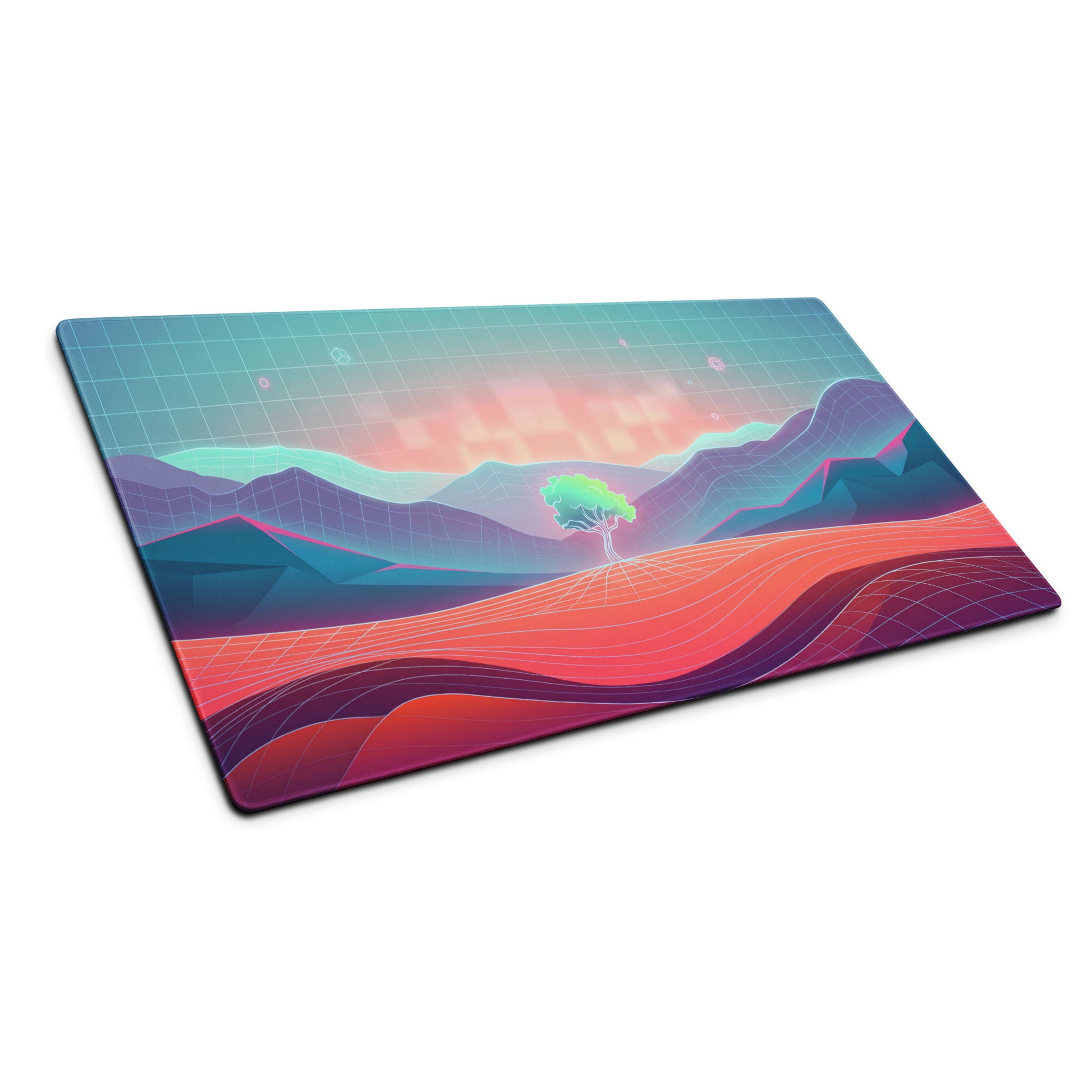 Vaporwave Neon Landscape Pad - Mouse Pad Neon Pink For Gaming Vaporwave Dreamy Mood Neon Decor Synthwave Digital Art