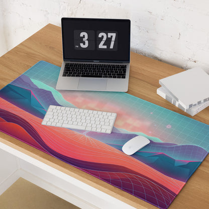 Vaporwave Neon Landscape Pad - Mouse Pad Neon Pink For Gaming Vaporwave Dreamy Mood Neon Decor Synthwave Digital Art