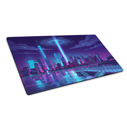 Vaporwave Cityscape Mouse Pad - Vaporwave Cityscape Mouse Pad Purple Blue Gaming Setup Synthwave Neon Mood Desk Pad