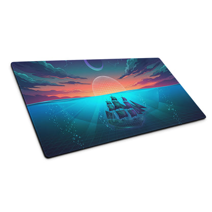 Vaporwave Neon Ocean Mouse Pad - Gaming Mouse Pad Neon Pink Blue Desk Setup Vaporwave Dreamy Neon Aesthetic 80s