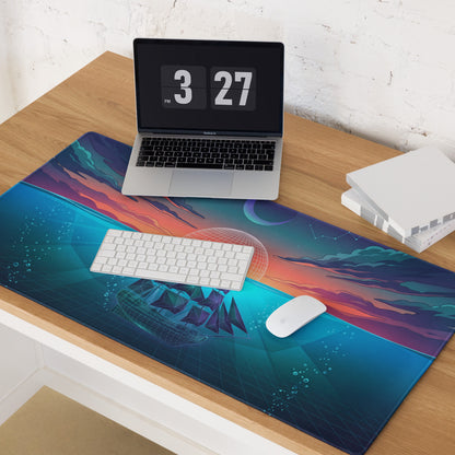 Vaporwave Neon Ocean Mouse Pad - Gaming Mouse Pad Neon Pink Blue Desk Setup Vaporwave Dreamy Neon Aesthetic 80s