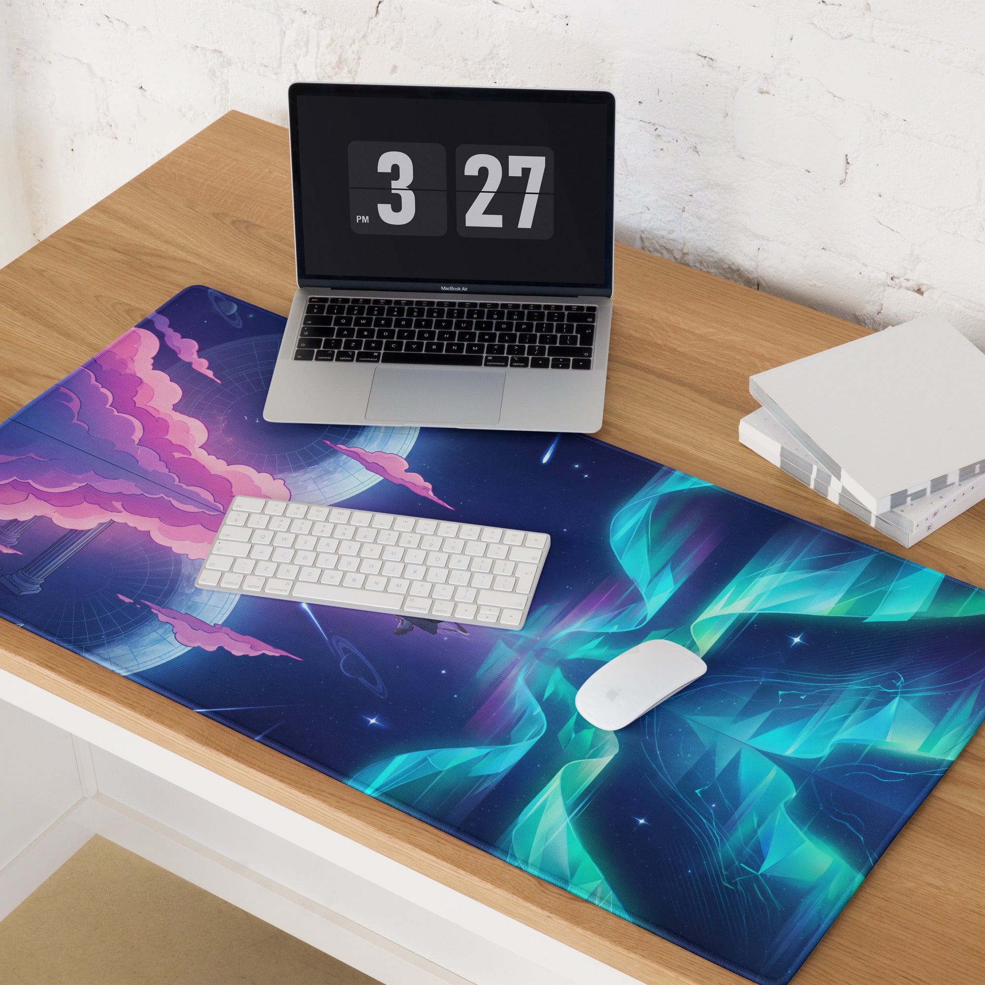 Vaporwave Neon Galaxy Mouse Pad - Mouse Pad Pink Blue Teal Gaming Desk Vaporwave Dreamy Mood Cyberpunk Decor Digital Art