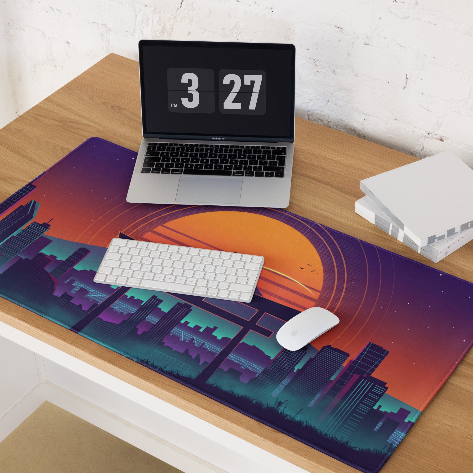 Vaporwave Sunset Neon Gaming Mouse Pad - Mouse Pad Purple Orange Gradient Desk Vaporwave Mood Futurism Digital