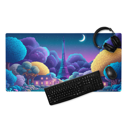 Neon Vaporwave Desk Pad Landscape - Mouse Pad Neon Pink Purple Blue For Gaming Desk Retro Dreamy Synthwave Decor Art