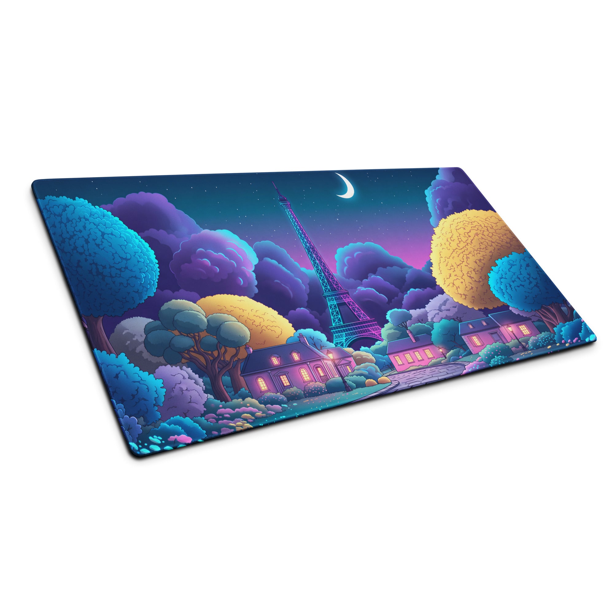 Neon Vaporwave Desk Pad Landscape - Mouse Pad Neon Pink Purple Blue For Gaming Desk Retro Dreamy Synthwave Decor Art