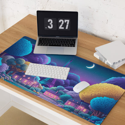 Neon Vaporwave Desk Pad Landscape - Mouse Pad Neon Pink Purple Blue For Gaming Desk Retro Dreamy Synthwave Decor Art