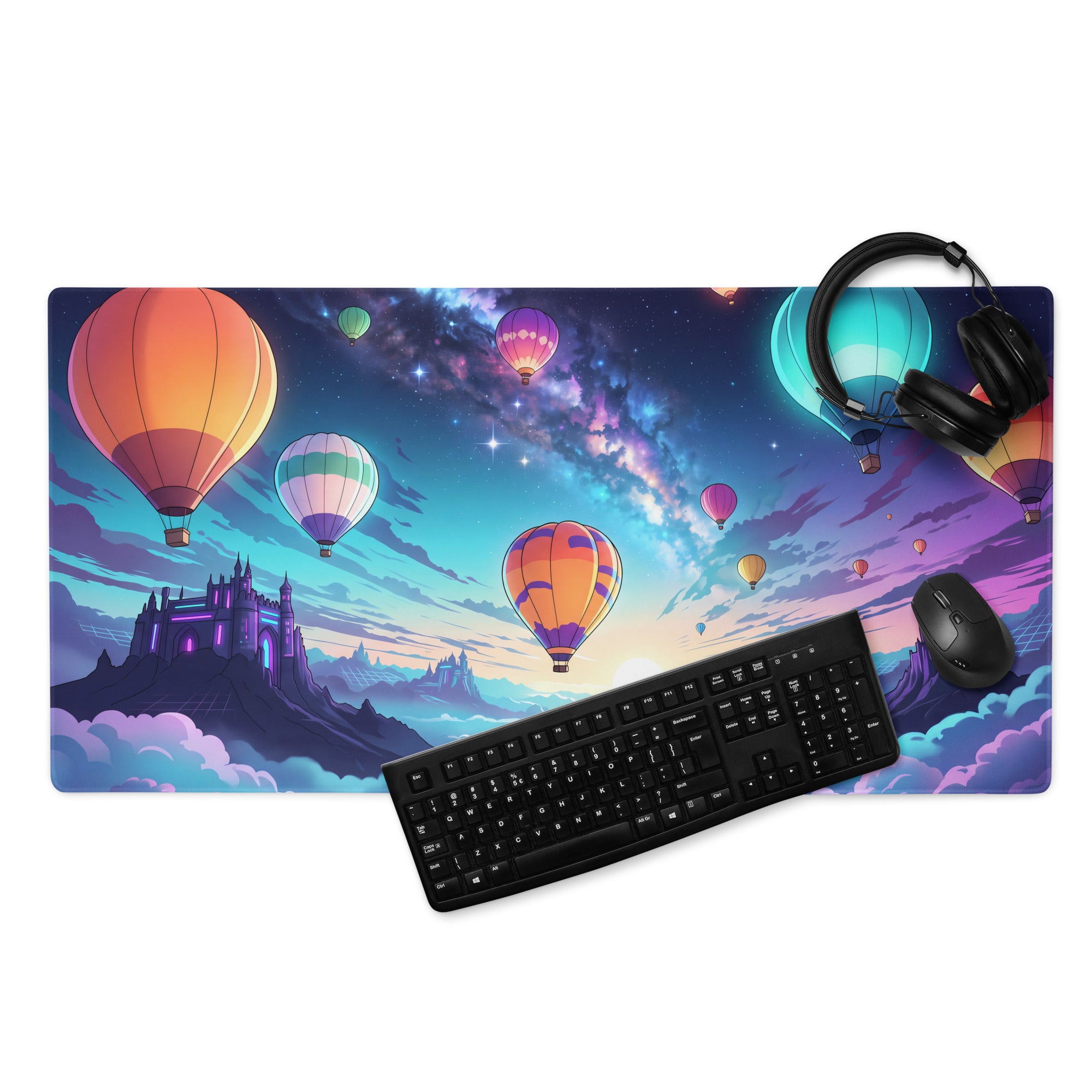 Nebula Balloon Vaporwave Mouse Pad - Vaporwave Mouse Pad Neon Pink Purple Blue For Gaming Desk Dreamy Retro Mood Desk Art