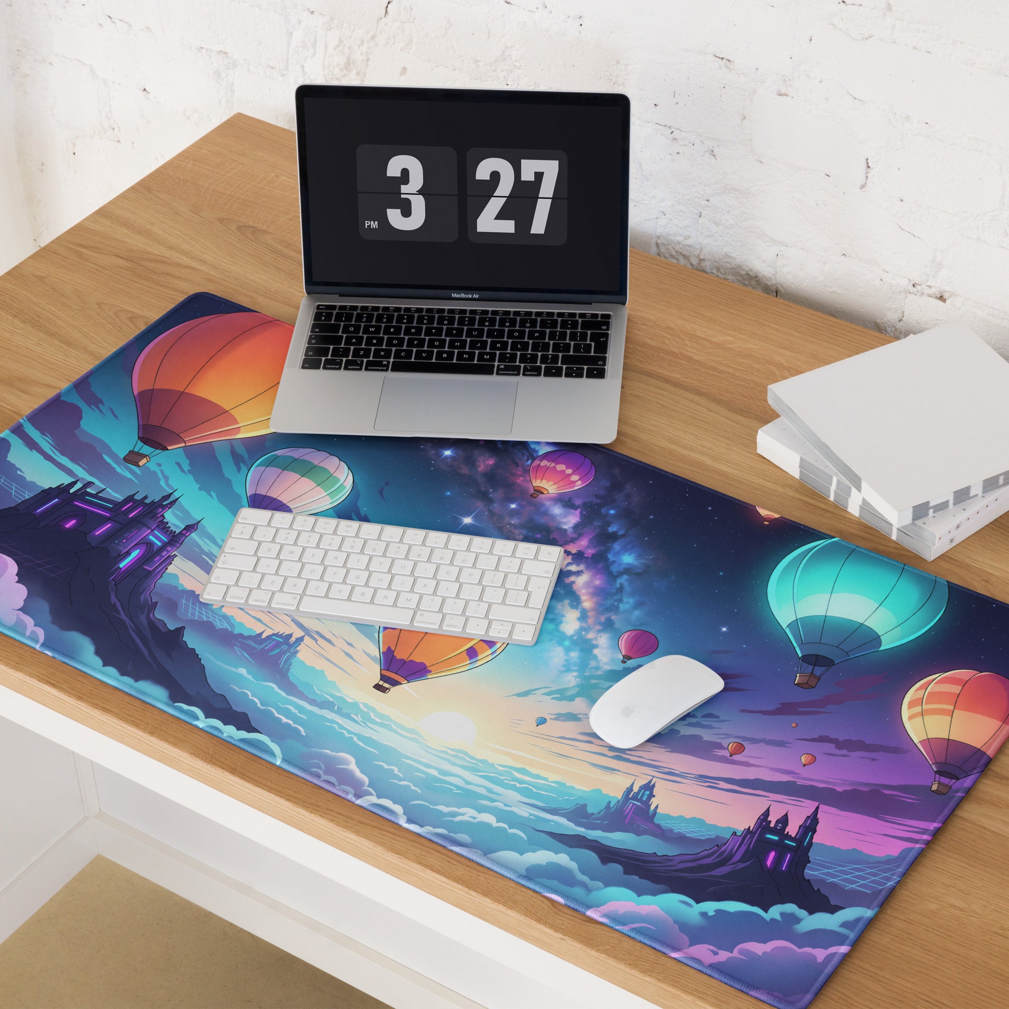 Nebula Balloon Vaporwave Mouse Pad - Vaporwave Mouse Pad Neon Pink Purple Blue For Gaming Desk Dreamy Retro Mood Desk Art