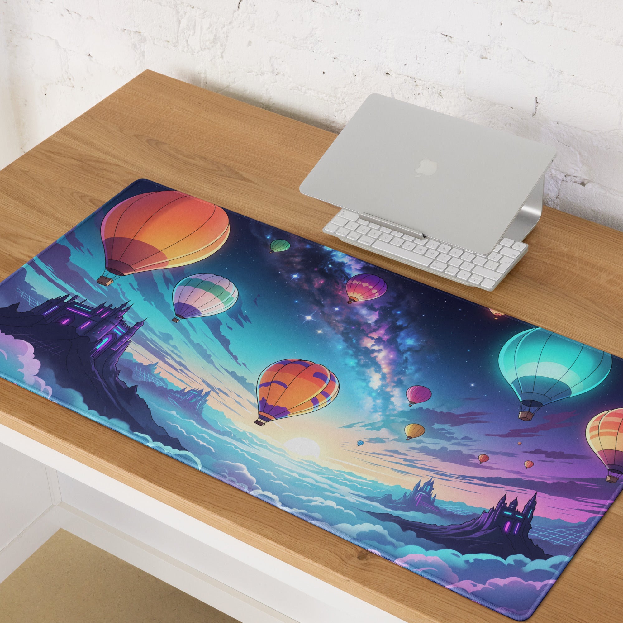 Nebula Balloon Vaporwave Mouse Pad - Vaporwave Mouse Pad Neon Pink Purple Blue For Gaming Desk Dreamy Retro Mood Desk Art