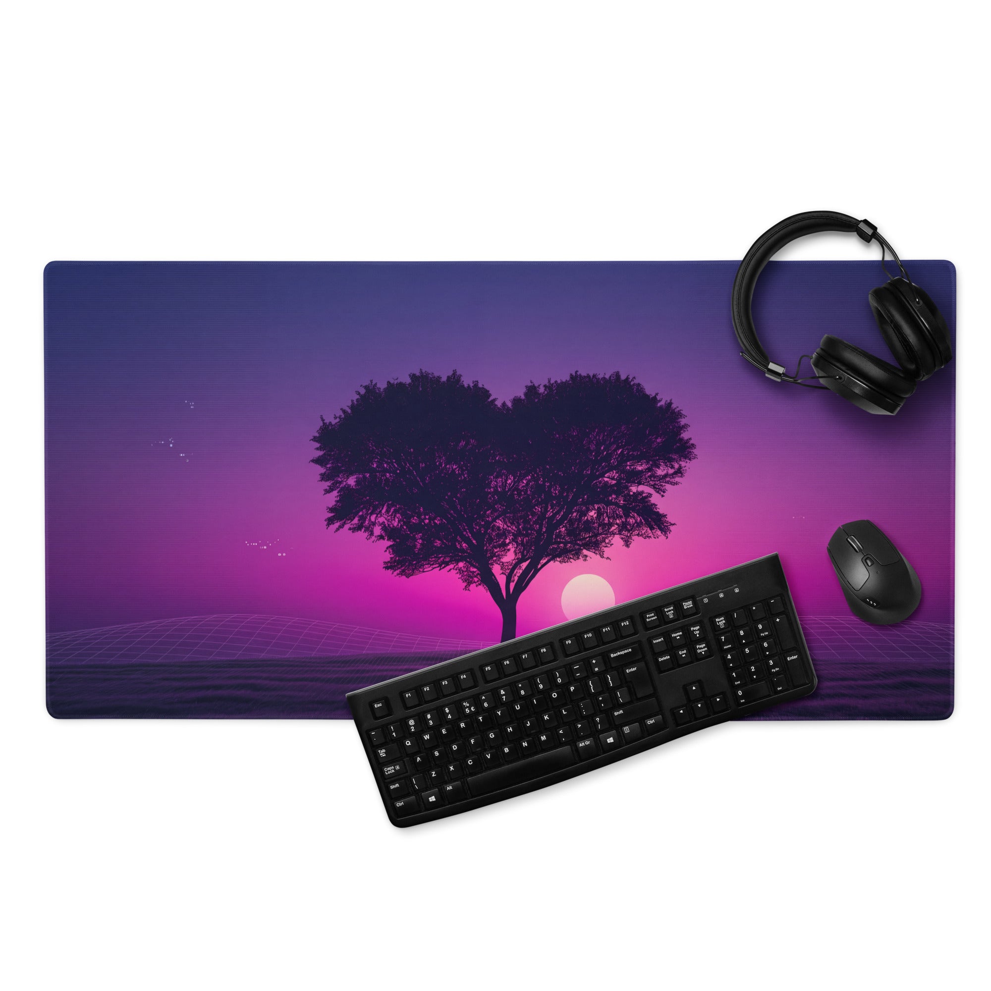 Vaporwave Sunset Tree Mouse Pad - Tree Purple Pink Desk Gaming Vaporwave Dreamy Nostalgic Synthwave Aesthetic
