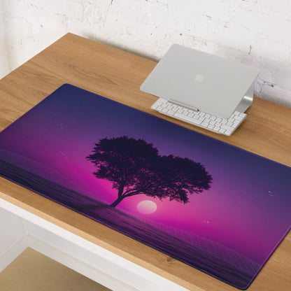 Vaporwave Sunset Tree Mouse Pad - Tree Purple Pink Desk Gaming Vaporwave Dreamy Nostalgic Synthwave Aesthetic