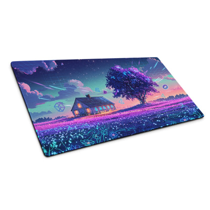 Vaporwave Nightscape Mouse Pad - Landscape Mouse Pad Purple Pink For Gaming Vaporwave Dreamy Neon Mood Modern Desk Art