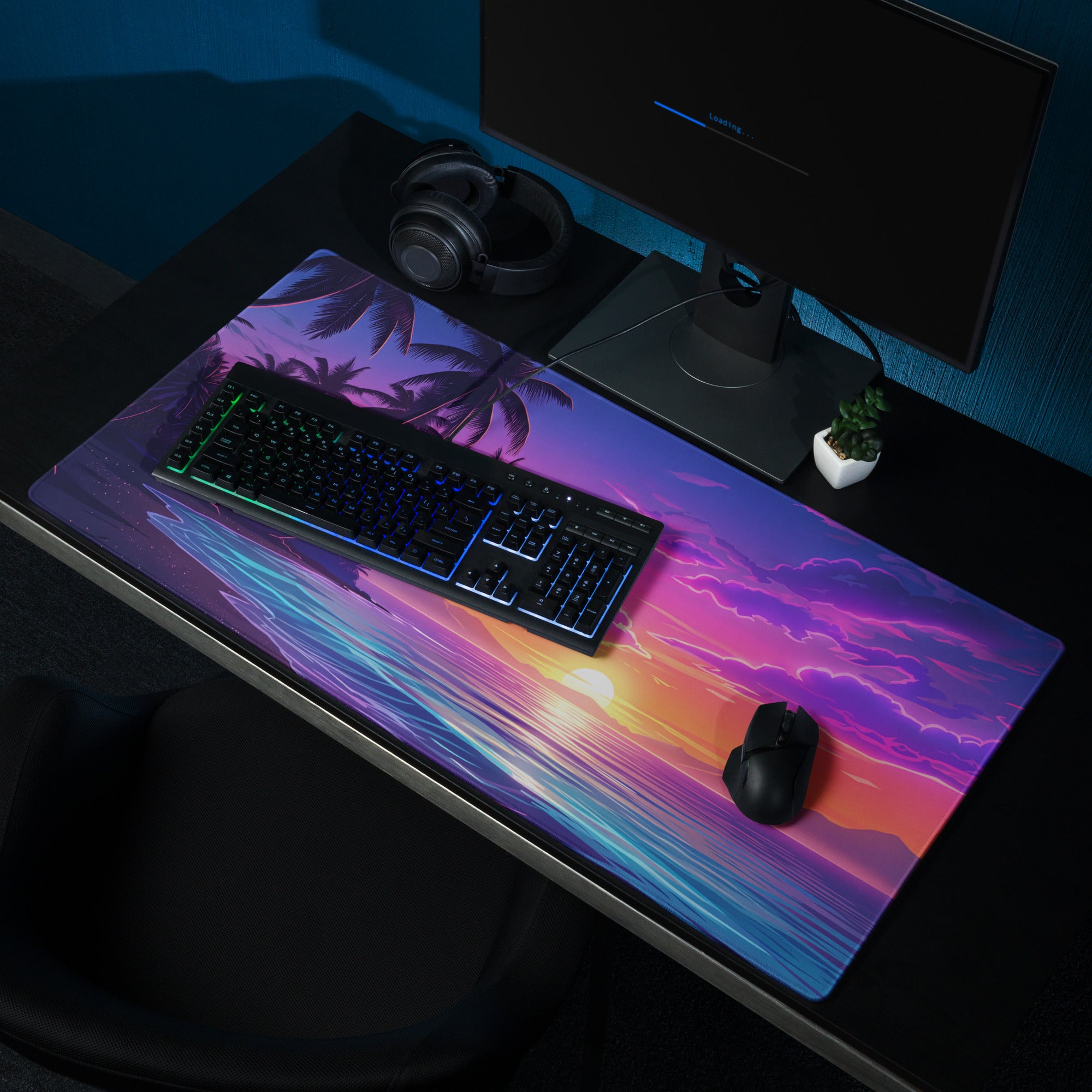 Vaporwave Sunset Palm Mouse Pad - Mouse Pad Purple Pink Desk Vaporwave Dreamy Neon Vaporwave Mood Retro PC Setup Digital