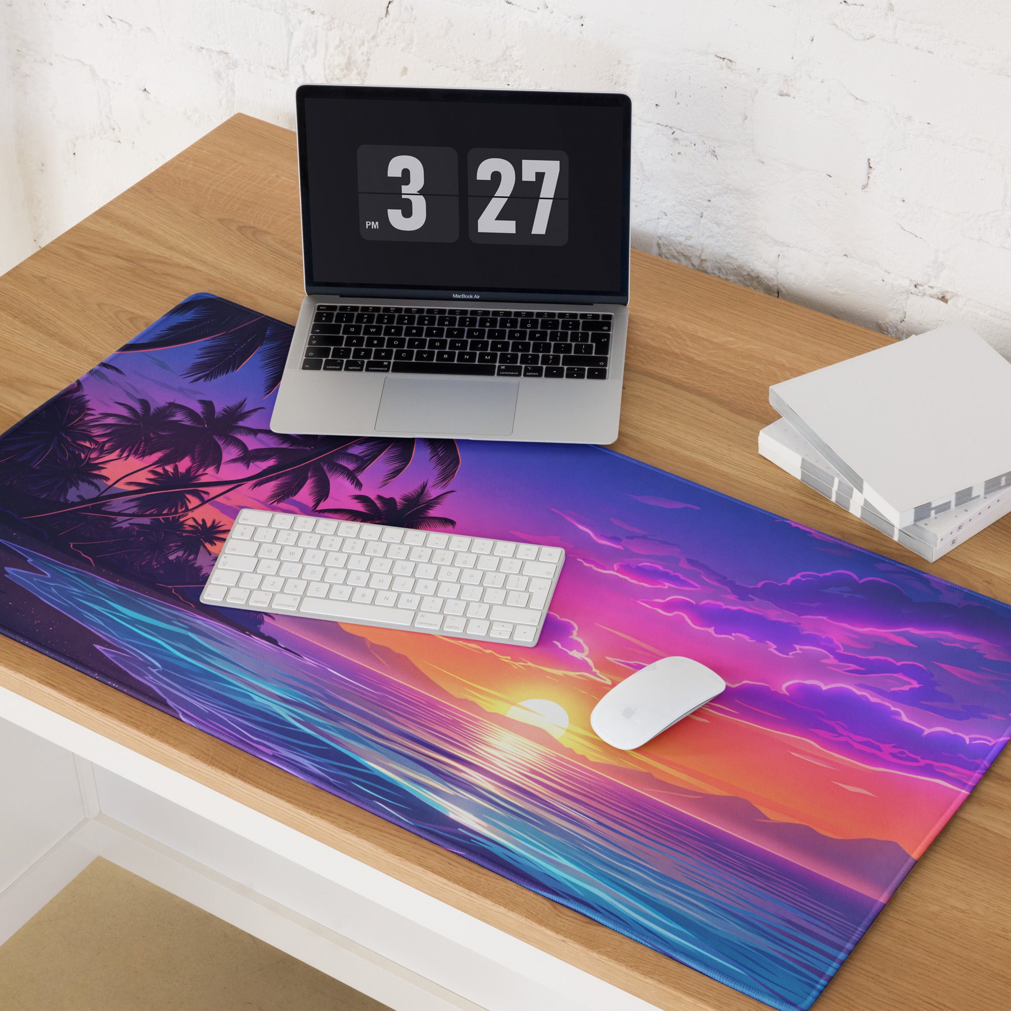 Vaporwave Sunset Palm Mouse Pad - Mouse Pad Purple Pink Desk Vaporwave Dreamy Neon Vaporwave Mood Retro PC Setup Digital