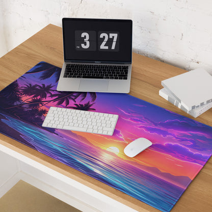 Vaporwave Sunset Palm Mouse Pad - Mouse Pad Purple Pink Desk Vaporwave Dreamy Neon Vaporwave Mood Retro PC Setup Digital