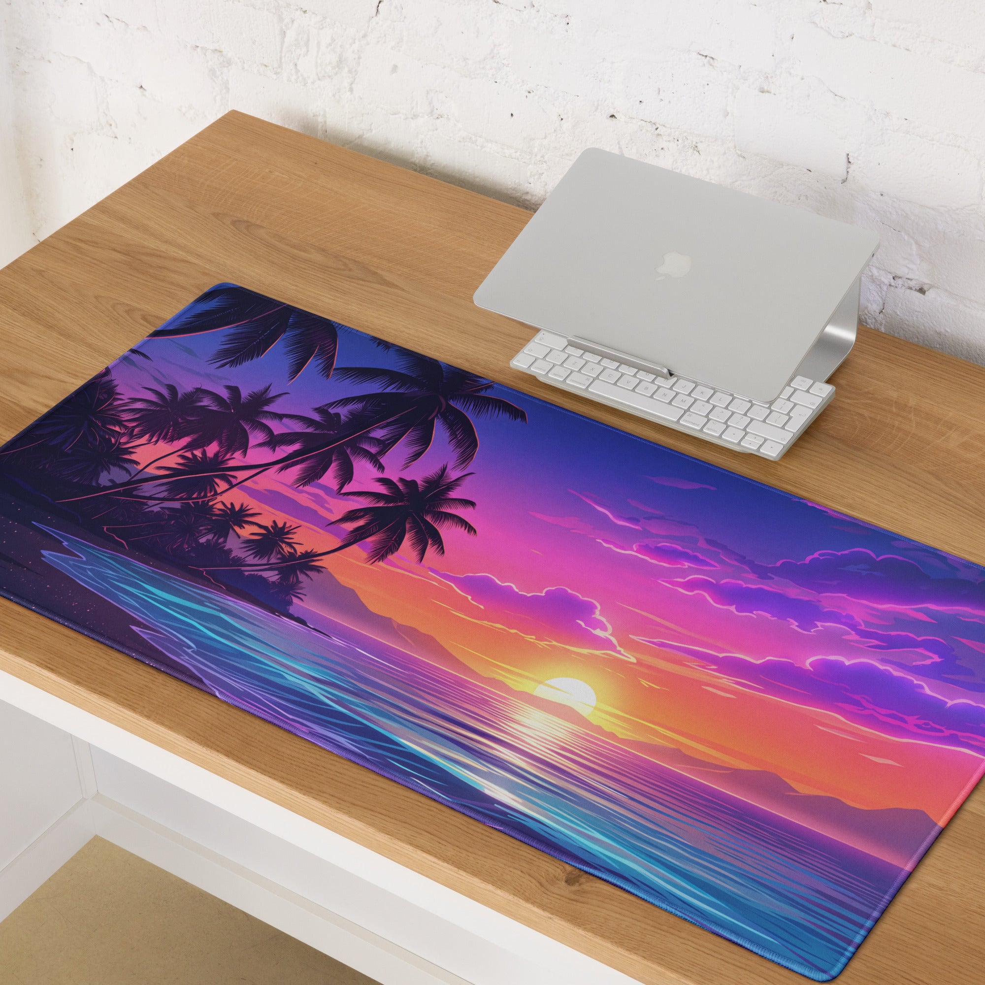 Vaporwave Sunset Palm Mouse Pad - Mouse Pad Purple Pink Desk Vaporwave Dreamy Neon Vaporwave Mood Retro PC Setup Digital
