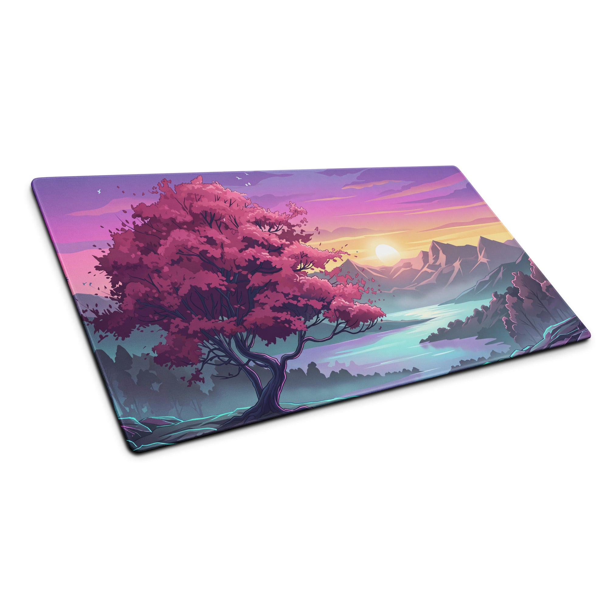 Vaporwave Sunset Pro Gaming Mouse Pad - Vaporwave Sunset Purple Pink Desk Synthwave Dreamy Retro Gamer Digital Art