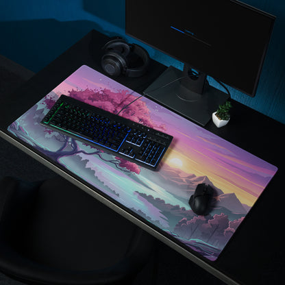 Vaporwave Sunset Pro Gaming Mouse Pad - Vaporwave Sunset Purple Pink Desk Synthwave Dreamy Retro Gamer Digital Art
