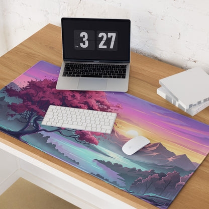 Vaporwave Sunset Pro Gaming Mouse Pad - Vaporwave Sunset Purple Pink Desk Synthwave Dreamy Retro Gamer Digital Art