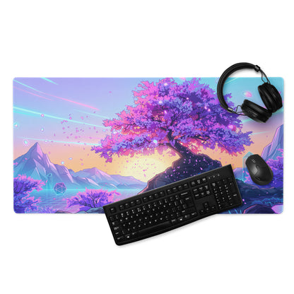 Vaporwave Neon Mouse Pad - Mouse Pad Purple Pink Blue Gaming Dreamlike Neon Retro Futurism Desk Mat Digital Art