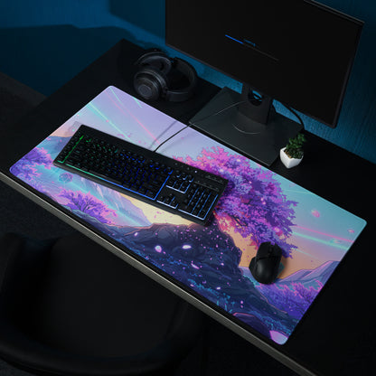 Vaporwave Neon Mouse Pad - Mouse Pad Purple Pink Blue Gaming Dreamlike Neon Retro Futurism Desk Mat Digital Art
