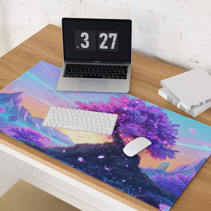 Vaporwave Neon Mouse Pad - Mouse Pad Purple Pink Blue Gaming Dreamlike Neon Retro Futurism Desk Mat Digital Art