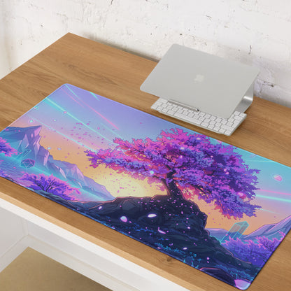 Vaporwave Neon Mouse Pad - Mouse Pad Purple Pink Blue Gaming Dreamlike Neon Retro Futurism Desk Mat Digital Art