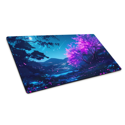 Neon Vaporwave Nightscape Mouse Pad - Mouse Pad Neon Blue Pink Purple Gaming - Dreamy Retro-Futuristic Vaporwave Digital
