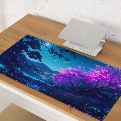 Neon Vaporwave Nightscape Mouse Pad - Mouse Pad Neon Blue Pink Purple Gaming - Dreamy Retro-Futuristic Vaporwave Digital